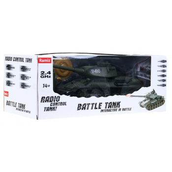 Zdalnie sterowany czołg T-34 dla dzieci 3+ Zielony model Strzelający 1:28 + Wielka Bitwa Czołgów + Dźwięki Światła